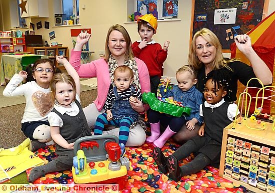 OUTSTANDING news . . . Simon’s House Nursery celebration with manager Susie Mortin (left) and Victoria Burke with some of the children OUTSTANDING news . . . Simon’s House Nursery celebration with manager Susie Mortin (left) and Victoria Burke with some of the children