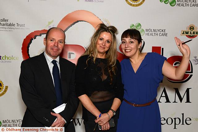 Pride in Oldham Awards 2016, at Queen Elizabeth Hall. Pic shows Oldham Chronicle reporters left to right,  Robbie MacDonald, Gill Potts, Beatriz Ayala.