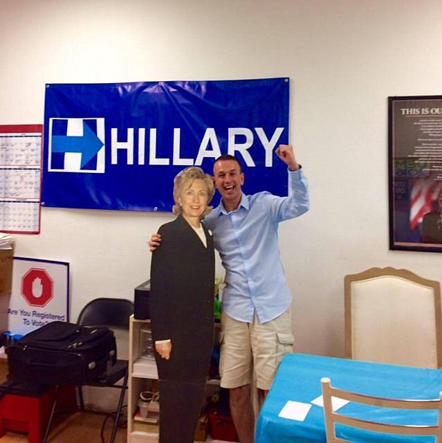 DARREN Bradshaw, from Lees, went on a two-week holiday to California and began volunteering for Hillary Clinton's presidential campaign