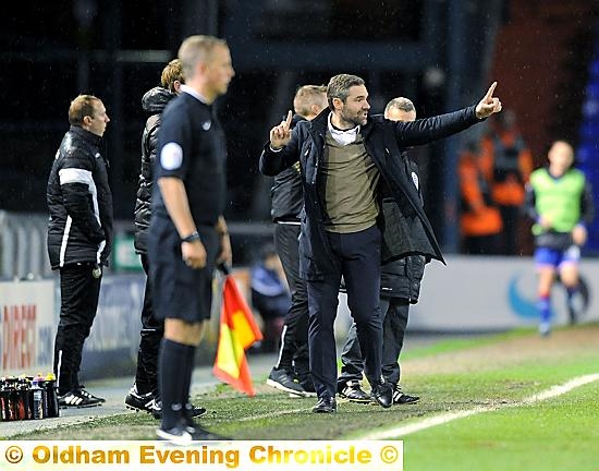 POINTING THINGS OUT: David Dunn, pictured in his last game in charge of Athletic against Millwall. POINTING THINGS OUT: David Dunn, pictured in his last game in charge of Athletic against Millwall.