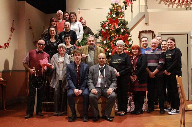 DEPUTY Mayor of Oldham, Councillor Shadab Qumer, and Youth Mayor T-Jay Turner with the cast and crew of 