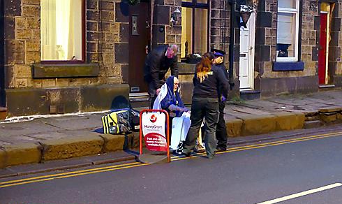 Kind hearted villagers gather round to help injured Trevor