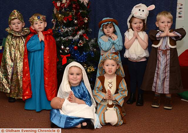 ST Edward's . . . (from left) Jack Byrne, George Leach, Ruby McDermott (Mary), Jack Jablonski (Joseph), Max Brooks, Darcy McGrady and Patrick Nield