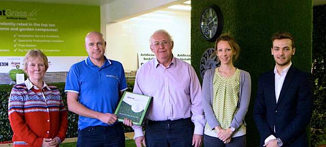 GREAT GRASS celebrate with the owners of Great Grass Bristol & Swindon. From left: Susan Gale, Mike Allen, Peter Gale, Claudia Gale and Jamie Thorpe