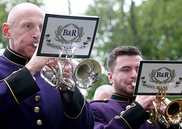 Brighouse and Rastrick brass band performing in the Whit Friday brass band contest at Grotton..