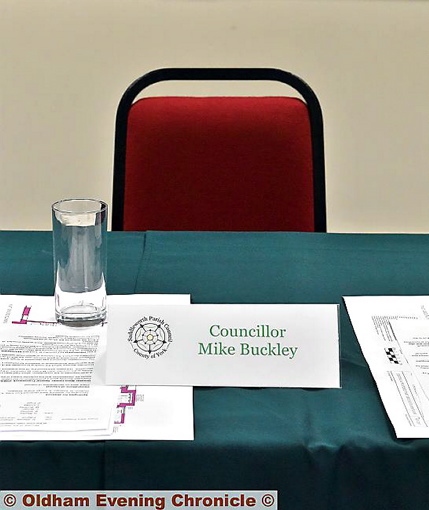 EMPTY chair: Councillor Buckley’s fellow council members continued in his absence to vote him off their committees
