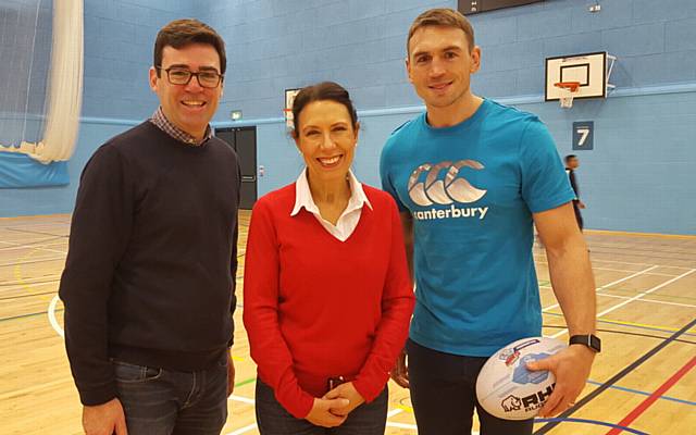 SPORTS for All . . . Andy Burnham, Debbie Abrahams and Kevin Sinfield SPORTS for All . . . Andy Burnham, Debbie Abrahams and Kevin Sinfield
