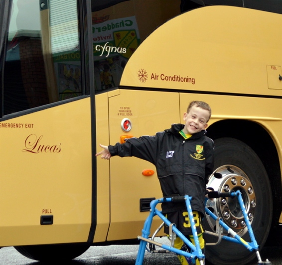 THAT’S MY NAME: Lucas shows off the name of the new coach