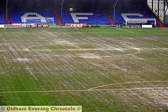 The battered Oldham pitch The battered Oldham pitch