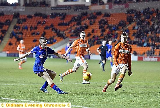PULLING THE STRINGS . . . midfield provider Carl Winchester attepts to make a decisive pass into Blackpool territory..