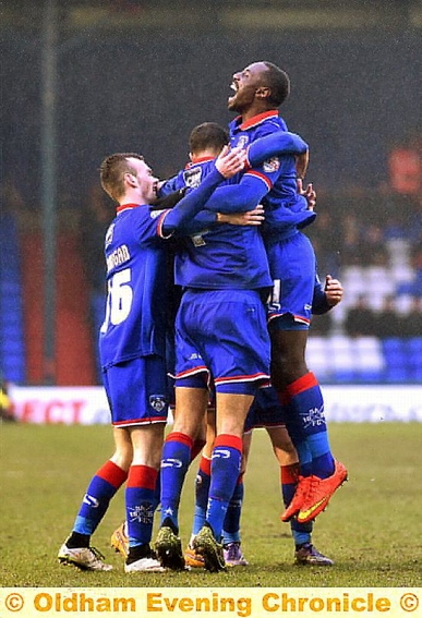 OH, YES . . . Jonathan Forte celebrates his winner for Athletic