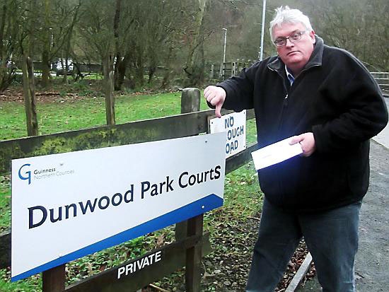 STAMP it out . . . Councillor Howard Sykes at Dunwood Park Courts where a post box had to be removed following an attempted theft