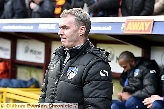 POSITIVE OUTLOOK . . . Athletic manager John Sheridan says the Wigan match is the sort of fixture his team should relish. POSITIVE OUTLOOK . . . Athletic manager John Sheridan says the Wigan match is the sort of fixture his team should relish.