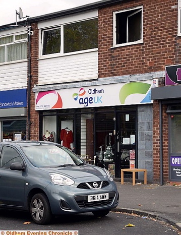 SCENE of the blaze above shops in Lord Lane, Failsworth SCENE of the blaze above shops in Lord Lane, Failsworth