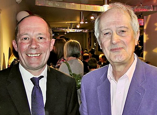 FAREWELL party . . . retiring Oldham Coliseum house manager David Rustidge (right) with artistic director Kevin Shaw