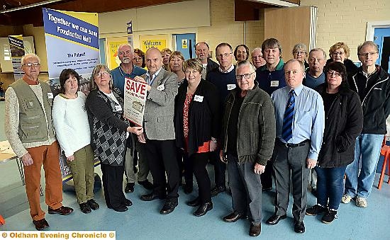 LOCAL support... Residents and members of Chadderton Gather gathered at Kingfisher School to learn more about plans to refurbish Foxdenton Hall LOCAL support... Residents and members of Chadderton Gather gathered at Kingfisher School to learn more about plans to refurbish Foxdenton Hall