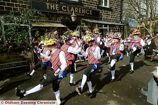 Saddleworth Morris Men start their Good Friday tour at the Clarence, Greenfield. Saddleworth Morris Men start their Good Friday tour at the Clarence, Greenfield.