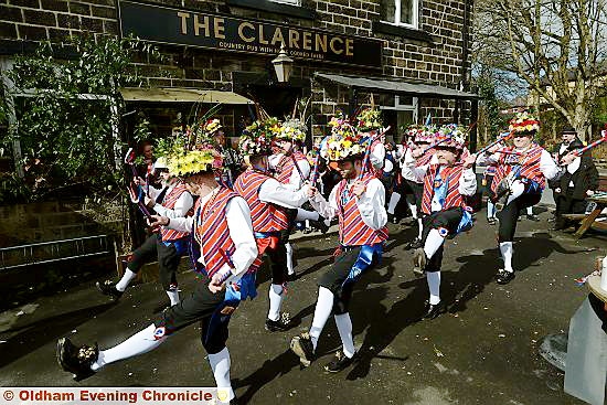 Saddleworth Morris Men start their Good Friday tour at the Clarence, Greenfield.