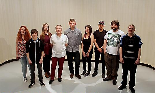 THE team with Steve Holt (centre) - left-right Sara Hadfield, Jordan Hand, Zophia Halaczak, Simon Smedley, Coral Povey, Lewis Mafia, James Laye, Adam Lawton