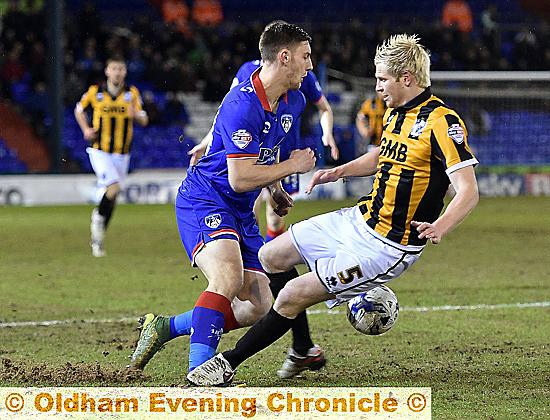 Athletic’s Jake Cassidy turns Port Vale defender Ryan McGivern in last night’s Sky Bet League One clash. Athletic’s Jake Cassidy turns Port Vale defender Ryan McGivern in last night’s Sky Bet League One clash.