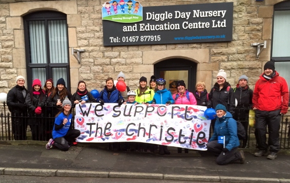 FROM Diggle to Didsbury . . . Joanne Taylor and Jo Cunningham (pictured front) with fellow walkers FROM Diggle to Didsbury . . . Joanne Taylor and Jo Cunningham (pictured front) with fellow walkers
