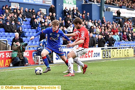 GONE BACK TO BURTON: Matt Palmer, who has made such an impact at Athletic on loan, has been recalled by his parent club.