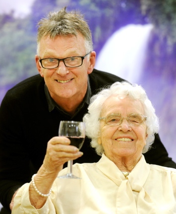 TOASTING her birthday milestone last November: Alice Chapman, who has died aged 100, with her son Les TOASTING her birthday milestone last November: Alice Chapman, who has died aged 100, with her son Les