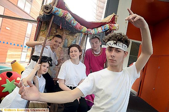 ALL the world's a stage...(L-R) Oldham Theatre Workshop performers Beth Gillard, Leanne Maher, Ella Lovelady, James Butler and Nathan Horrocks.