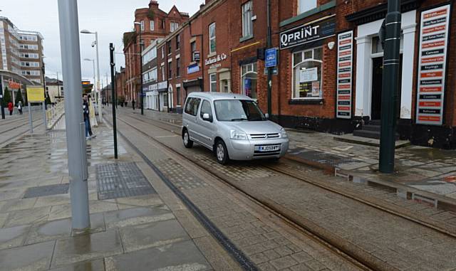 OFF track . . . this Citroen was spotted driving down Union Street on a ‘trams only’ section