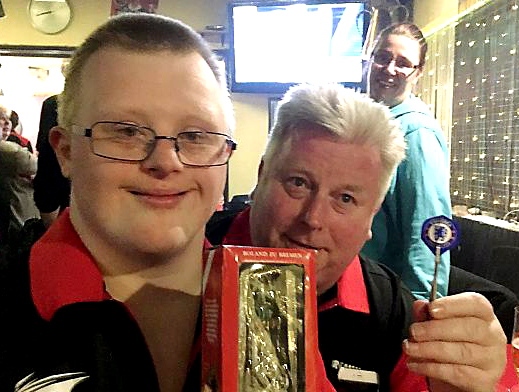 BULLSEYE . . . Scott with Target Stockport Darts Academy coach Paul McDonagh BULLSEYE . . . Scott with Target Stockport Darts Academy coach Paul McDonagh