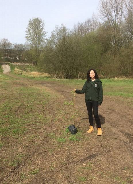 Lucy Holland, of the City of Trees team, at Snipe Clough.