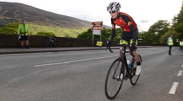 Saddleworth Mountain Time Trial hosted by Saddleworth Clarion Cycling Club. Pic shows Francis Woodcock from Bury Clarion.