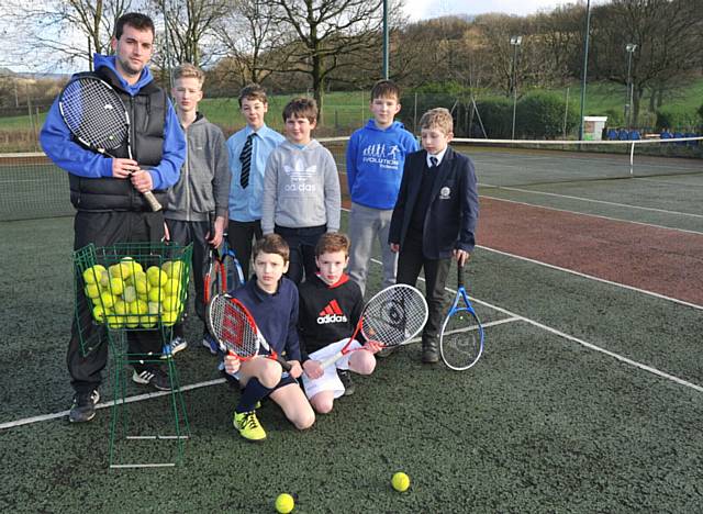 APPEAL to save Saddleworth Tennis Club . . . (back, from left) Sean Stafford (club coach), Noel Griffiths, Ed Morris, Vinnie van Enk, William Dransfield and William Warrington. Front: Ned Warrington and Oliver Brooks