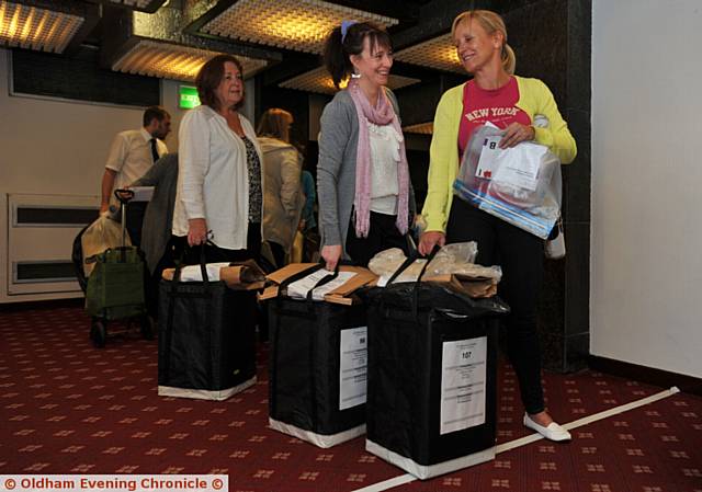 THE ballot boxes arrive at the QE Hall for the Oldham count THE ballot boxes arrive at the QE Hall for the Oldham count