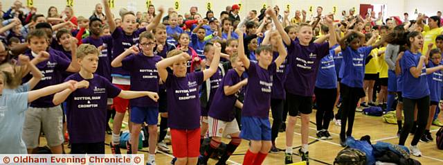 12th Oldham borough games held at Failsworth sports centre, Oldham.

COMPETITORS go through their warm ups before the games begin