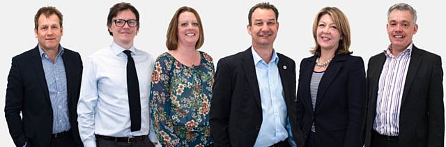 Uppermill-based 23 Degrees Business Solutions. From left: David Howcroft, Philip Pearson, Joanna Rich, Kevin Sanders, Deborah Ogden and Hugh Jones.