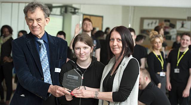 ALL yours . . . Mike Harnor, a member of Epilepsy Action's management council, presents an Education Action Award to student Victoria Slater and support facilitator Jill Hattersley, both from Oldham College ALL yours . . . Mike Harnor, a member of Epilepsy Action's management council, presents an Education Action Award to student Victoria Slater and support facilitator Jill Hattersley, both from Oldham College