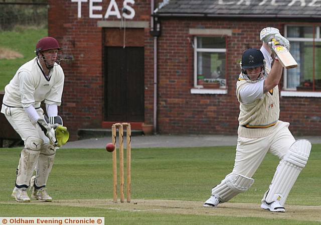 ON THE FRONT FOOT . . . Andrew Gleave has captained Delph to an unbeaten start in the Drakes Huddersfield League Premiership
