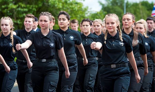 ON the march . . . Hopwood Hall Uniformed Public Services passing out ceremony