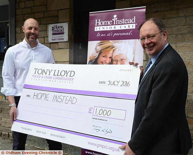 HOME Instead owner Mick Sheehan (left) with deputy Police and Crime Commissioner Jim Battle