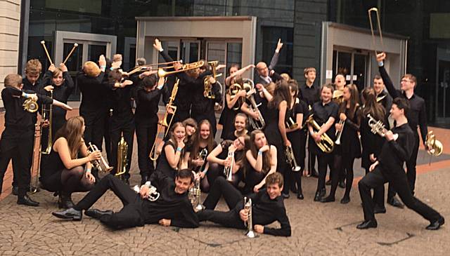 Crompton House School brass band at the Music for Youth National Festival in Birmingham.