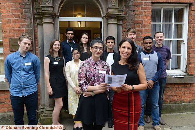STUDENTS pictured at the start of summer school with Aaroosa Khan (18) in the foreground with Debbie Abrahams MP STUDENTS pictured at the start of summer school with Aaroosa Khan (18) in the foreground with Debbie Abrahams MP