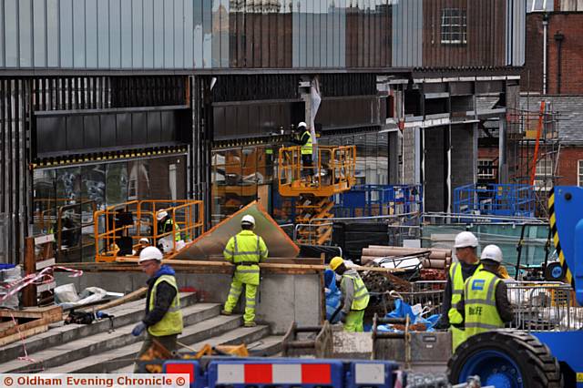 New Oldham Town Hall development. PIC shows restaurant units being fitted out etc.