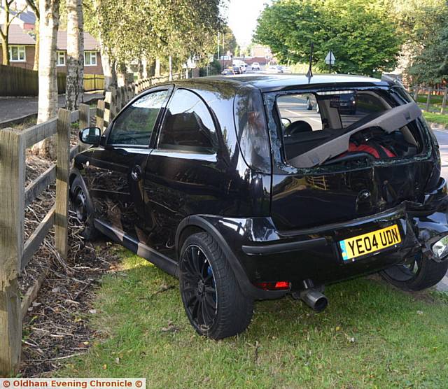 Vauxhall Corsa involved in a collision with a van on Crompton Way, Shaw.