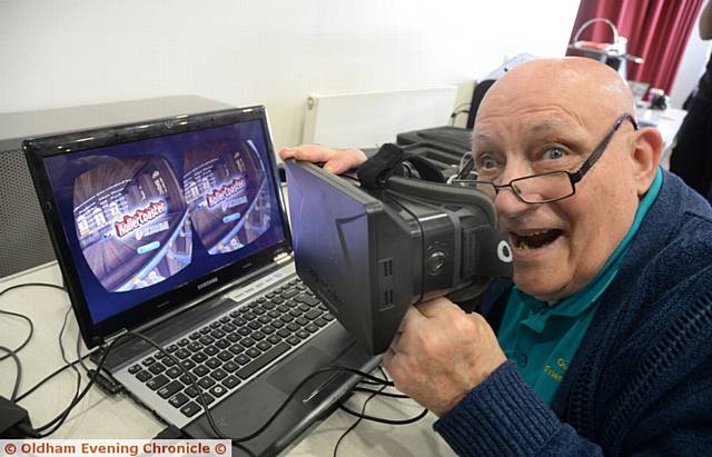 TERENCE Cowley gets to try out the virtual ride goggles