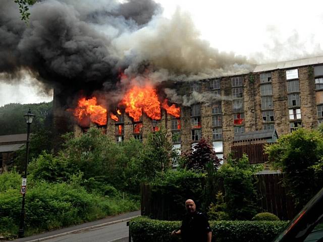 Huge fire rips thorugh Bailey Mill, Delph
