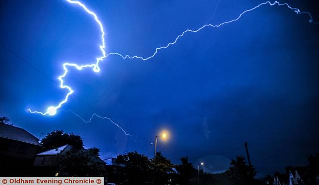 LIGHTNING strike . . . on Oldham Road, Lydgate
