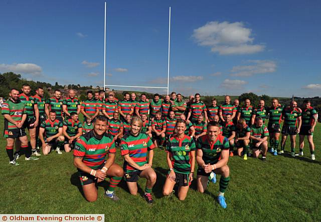 THE Steve Prescott Foundation match at Waterhead ARFLC, with Barrie McDermott (left), Lizzie Jones, Linzi Prescott and Kevin Sinfield.