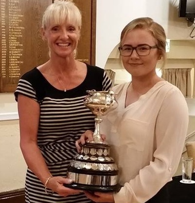 Crompton and Royton women's captain Linda Haughton with Carina Teirney