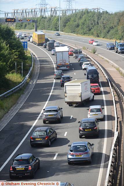 Overturned lorry on the M60 northbound, near Chadderton caused chaos on and around the motorway.